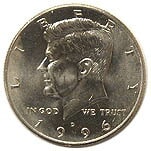 アメリカ ケネディ50セント 1996 UNC | アメリカの貨幣,50セント貨
