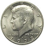 アメリカ ケネディ50セント 1972 UNC | アメリカの貨幣,50セント貨