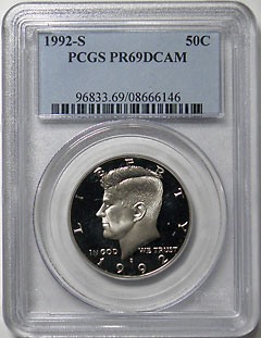 ケネディ 50セント白銅貨 1992-S PCGS PF69DCAM | アメリカの