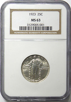 アメリカ 女神立像 25セント銀貨 1923 NGC MS63 | アメリカの貨幣,25