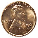 アメリカ リンカーンセント 1961(P) UNC | アメリカの貨幣,1