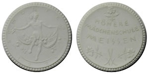 マイセン市 女子学園祭 寄贈磁器メダル 1921 UNC マイセン社製 | 世界