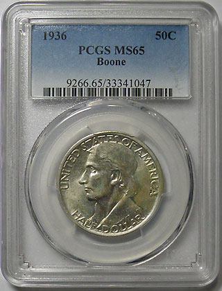 アメリカ ダニエルブーン生誕200年 50セント銀貨 1936 PCGS MS65