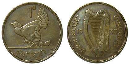 アイルランド・1ペニー銅貨☆1968年／未使用／ニワトリとヒヨコ／PCGS アイルランド・1ペニー銅貨☆1968年／未使用／ニワトリとヒヨコ／PCGS