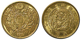 江戸時代の金貨幣、極美品、明治二分金、花押側額縁 日本 明治二分判金 明治二分金 極美品 | ミスターコインズ