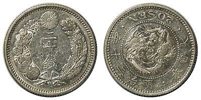 龍20銭銀貨 明治20年 特美 | 日本近代コイン (1),龍20銭銀貨 | i