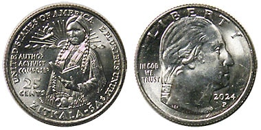 アメリカ アメリカの婦人-15 ジトカラ・サ 25セント白銅貨 2024 UNC