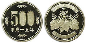 500円ニッケル黄銅貨 平成15年 Proof | 日本現行貨（年号別）,500円