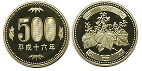 500円ニッケル黄銅貨 平成16年 Proof | 日本現行貨（年号別）,500円