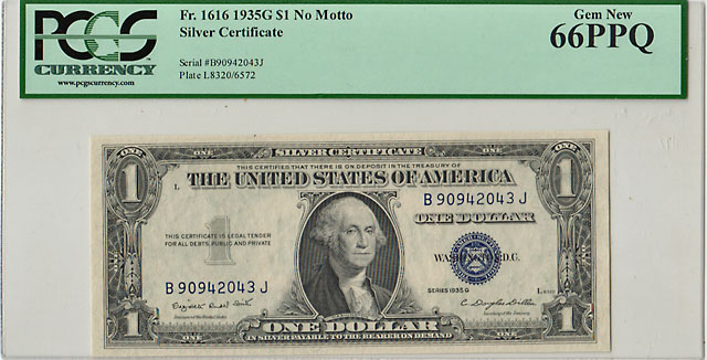 ����ꥫ����ڷ���1�ɥ��ʾ��1935G��Fr1616��PCGS 66PPQ