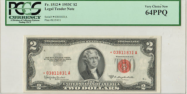 ����ꥫ��US Note��2�ɥ��ʾ��1953C�� �������Ρ��ȡ�Fr1512����PCGS 64PPQ