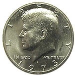 アメリカ ケネディ50セント 1973 UNC | アメリカの貨幣,50セント貨