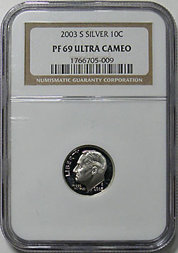 アメリカ 2003-S ルーズベルト 10セント銀貨 NGC PF69 ULTRA
