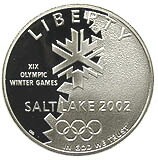 2002年 ソルトレイク冬季オリンピック 記念硬貨 アメリカ ソルトレイク冬季五輪記念 1ドル銀貨 2002-P Proof 証明書