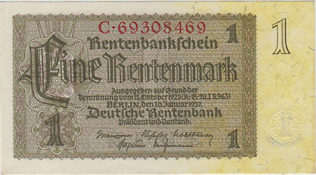 ドイツ （ワイマール共和国） 1レンテンマルク 1937 UNC | 世界の紙幣