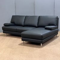 カウチソファ 向って右カウチ「ベローナ2」ソフトレザーブラック色 #C500S 金属脚/アウトレット&ベッドルームギャラリー横浜展示品