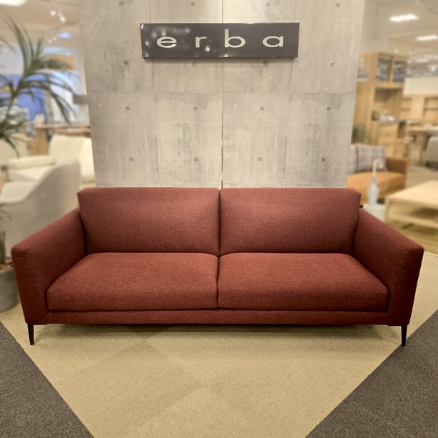 ソファ「イスタンテ」幅204cm 布レッド色/アウトレット&リワース大阪南港展示品