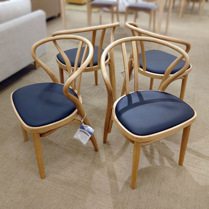 ダイニングチェア4脚セット「503-OU」ナラ材ホワイトオーク色 PVC ブラック/アウトレット＆リワース大阪南港展示品