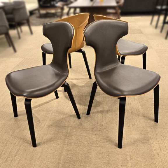 ダイニングチェア4脚セット「モンテーラ」革 ハバナブラウン色/キャメル色/アウトレット＆リワース大阪南港展示品