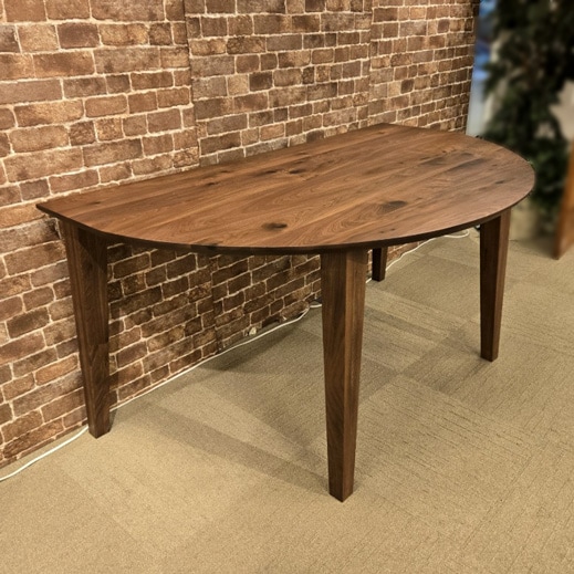 ダイニングテーブル「フィル2」ウォールナット材 半円型（角型）角脚 幅150cm/アウトレット＆リワース大阪南港展示品