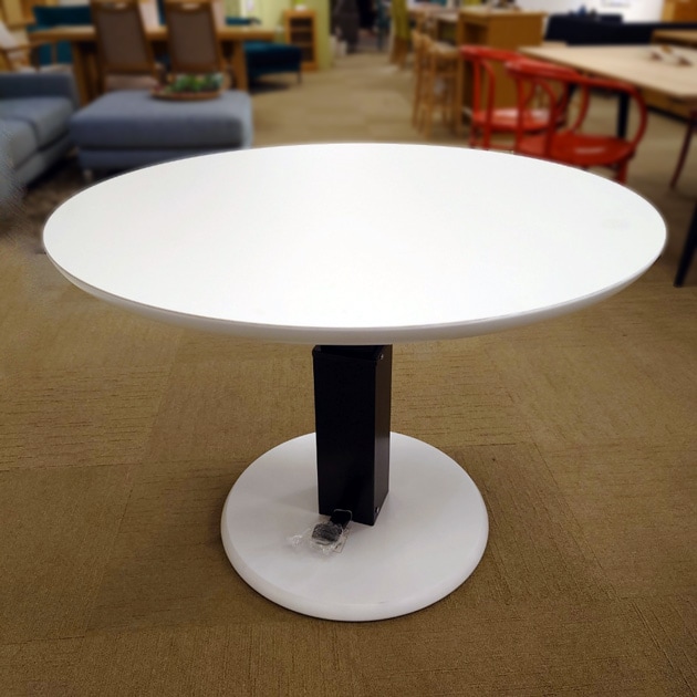 昇降式テーブル「フィット Ｄタイプ(丸型) ハイタイプ」円形 ホワイト色 直径100cm　/アウトレット＆リワース大阪南港展示品