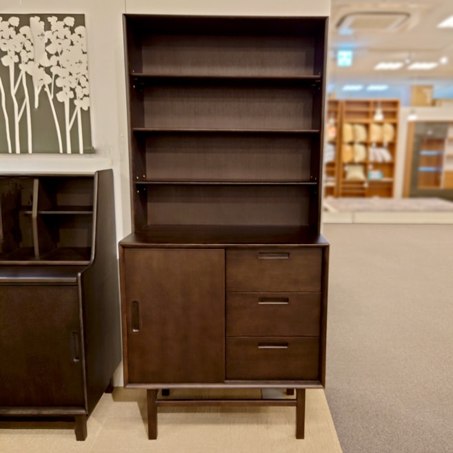 オープンシェルフ「フィル」オーク材ダークブラウン色/アウトレット&リワース大阪南港展示品