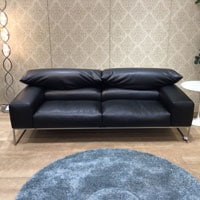 ソファ 3人掛け「フォーエバーヤング」幅198cm 革#C ブラック色 /南船橋店展示品