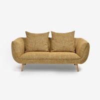 ソファ 2.5人掛け「FA-0558」幅184cm 布張り #FA-2 FAB-TEN-03 イエロー色/ 数量限定お買い得品（新品）