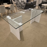 ガラステーブル「ルチード（脚ハイ２個組）」ホワイト/アウトレット＆リワース大阪南港展示品