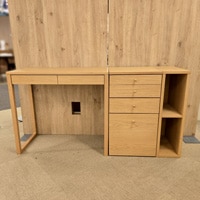 ワークデスク３点セット「トキ 」オーク材/アウトレット＆リワース大阪南港展示品