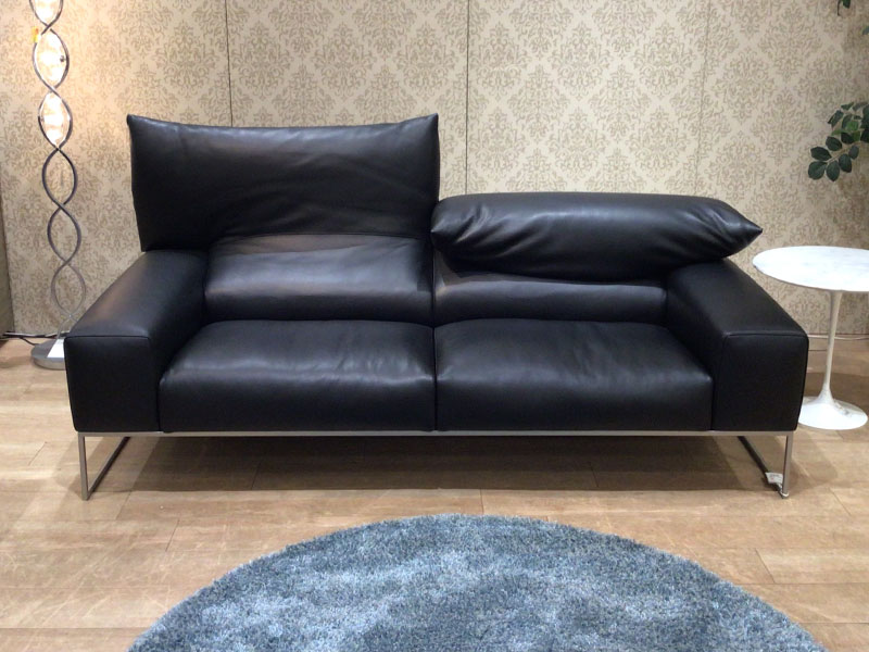 ソファ 3人掛け「フォーエバーヤング」幅198cm 革#C ブラック色 /南船橋店展示品