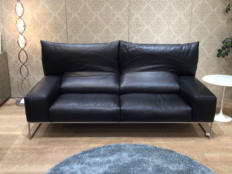 ソファ 3人掛け「フォーエバーヤング」幅198cm 革#C ブラック色 /南船橋店展示品