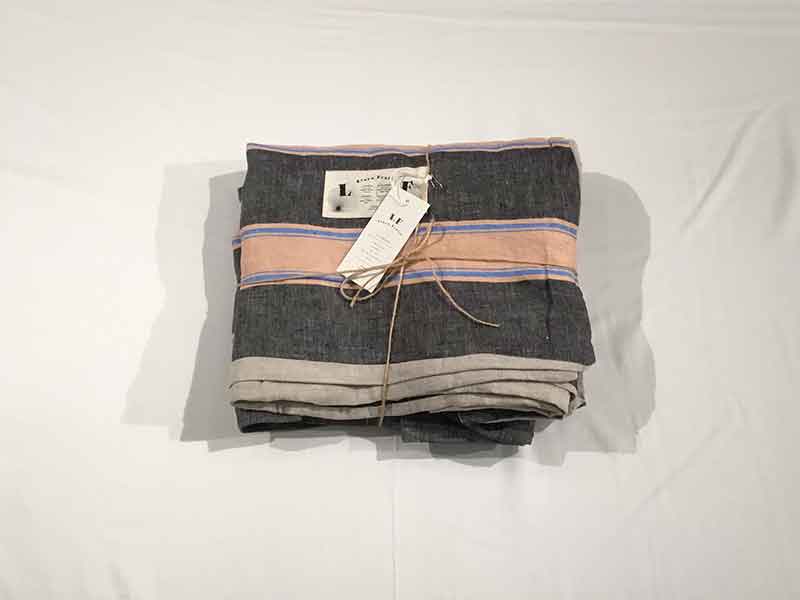 D掛けカバー「リネンフルーツ」ボーダーグレー/ダブルサイズ/アウトレット＆ベッドルームギャラリー横浜在庫品