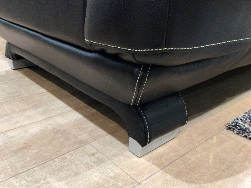 ソファ 3人掛け「L/S 01（エルエス01）」幅219cm 革ブラック色 #R-887C　ヘッドレスト付 /南船橋店展示品