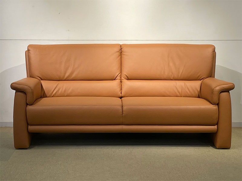 ソファ「ベルク」革ニューライトブラウン / 数量限定お買い得品（新品）