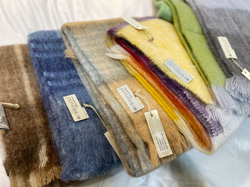 【価格見直しました！】モヘアブランケットひざかけ「BSブライトストライプ」/アウトレット＆ベッドルームギャラリー横浜在庫品