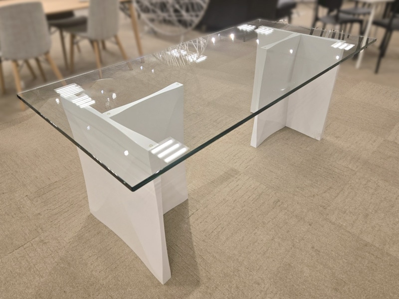 ガラステーブル ルチード（脚ハイ2個組）ホワイト/アウトレット