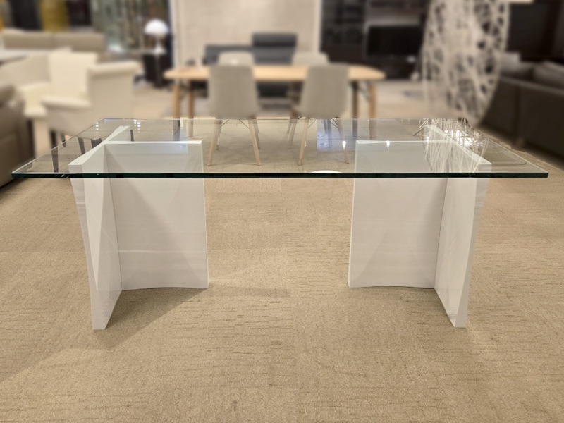 ガラステーブル ルチード（脚ハイ2個組）ホワイト/アウトレット