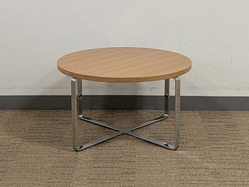 センターテーブル(丸)「DM-GF016」オーク材ホワイトオーク色 / 数量限定お買い得品（新品）