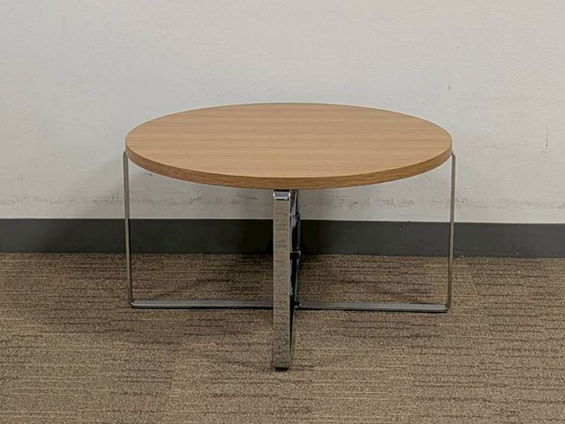 センターテーブル(丸)「DM-GF016」オーク材ホワイトオーク色 / 数量限定お買い得品（新品）