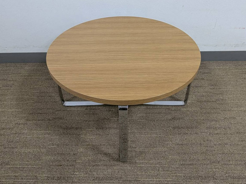 センターテーブル(丸)「DM-GF016」オーク材ホワイトオーク色 / 数量限定お買い得品（新品）