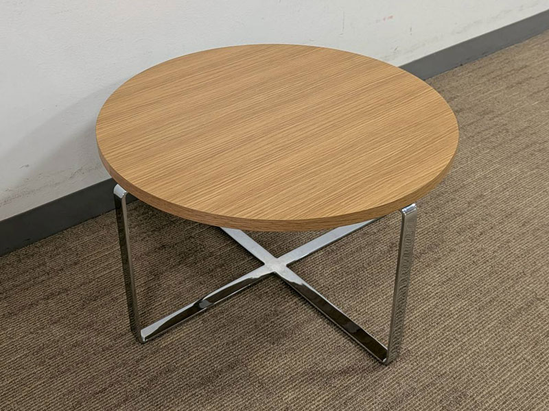 センターテーブル(丸)「DM-GF016」オーク材ホワイトオーク色 / 数量限定お買い得品（新品）