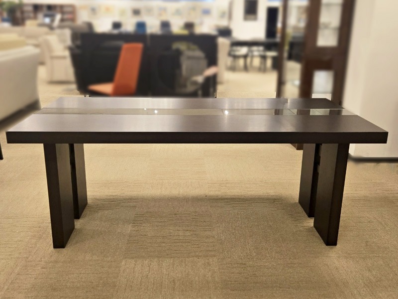 ダイニングテーブル「 ＯＬ－クレモナ ガラス付」オーク材 幅180cmダークブラウン色/アウトレット＆リワース大阪南港展示品