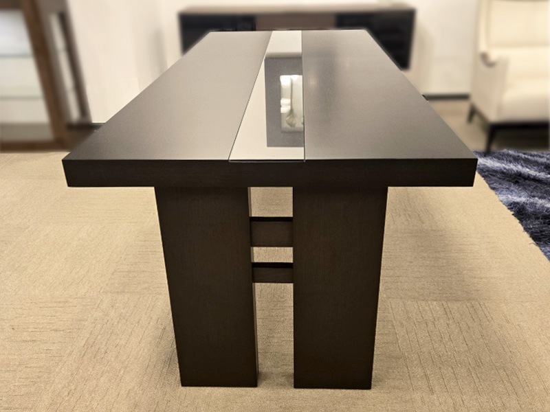 ダイニングテーブル「 ＯＬ－クレモナ ガラス付」オーク材 幅180cmダークブラウン色/アウトレット＆リワース大阪南港展示品