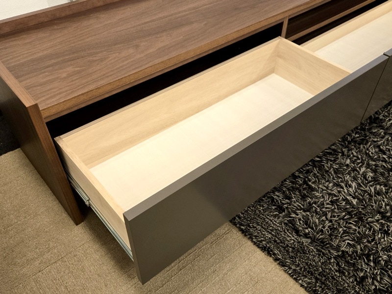 テレビボード「レコルト」幅180cm ウォールナット材グレー色/アウトレット＆リワース大阪南港展示品