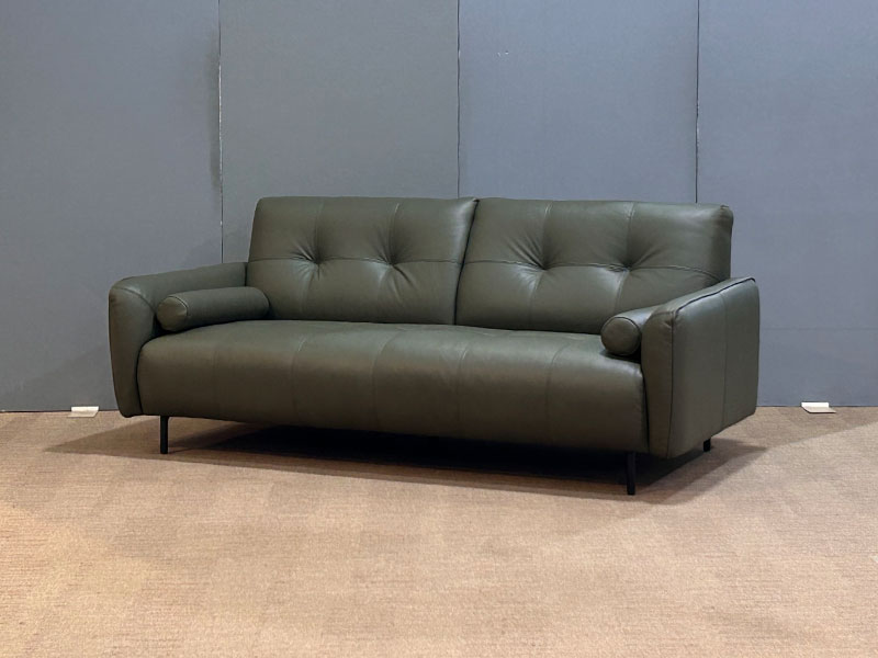 ソファ 3人掛け「L/S 72（エルエス72）」幅199cm 革 #H/S-548E ダークオリーブ色／アウトレット＆ベッドルームギャラリー横浜展示品