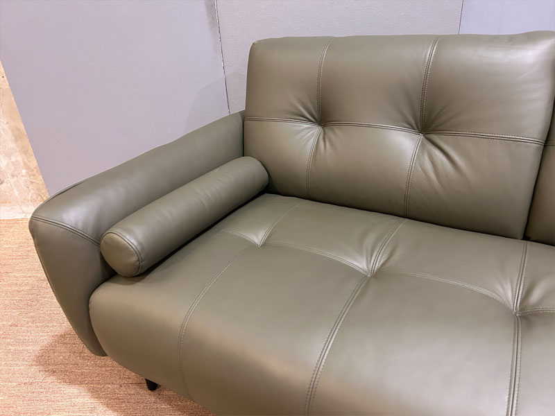 ソファ 3人掛け「L/S 72（エルエス72）」幅199cm 革 #H/S-548E ダークオリーブ色／アウトレット＆ベッドルームギャラリー横浜展示品