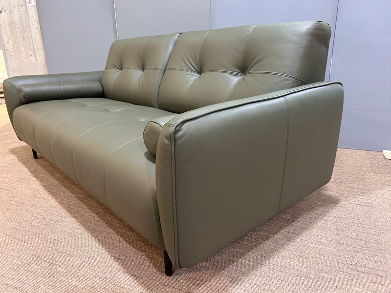 ソファ 3人掛け「L/S 72（エルエス72）」幅199cm 革 #H/S-548E ダークオリーブ色／アウトレット＆ベッドルームギャラリー横浜展示品