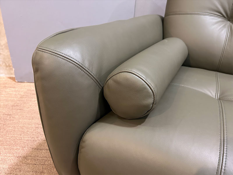 ソファ 3人掛け「L/S 72（エルエス72）」幅199cm 革 #H/S-548E ダークオリーブ色／アウトレット＆ベッドルームギャラリー横浜展示品