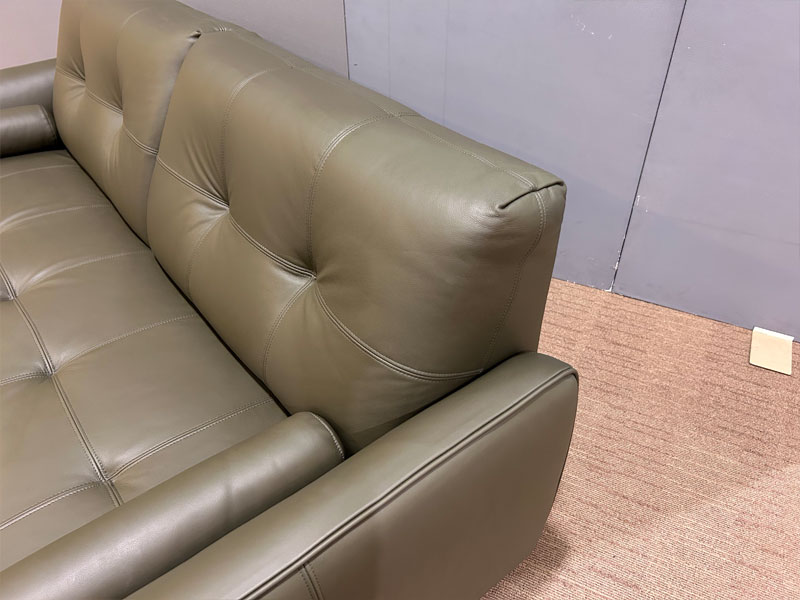 ソファ 3人掛け「L/S 72（エルエス72）」幅199cm 革 #H/S-548E ダークオリーブ色／アウトレット＆ベッドルームギャラリー横浜展示品